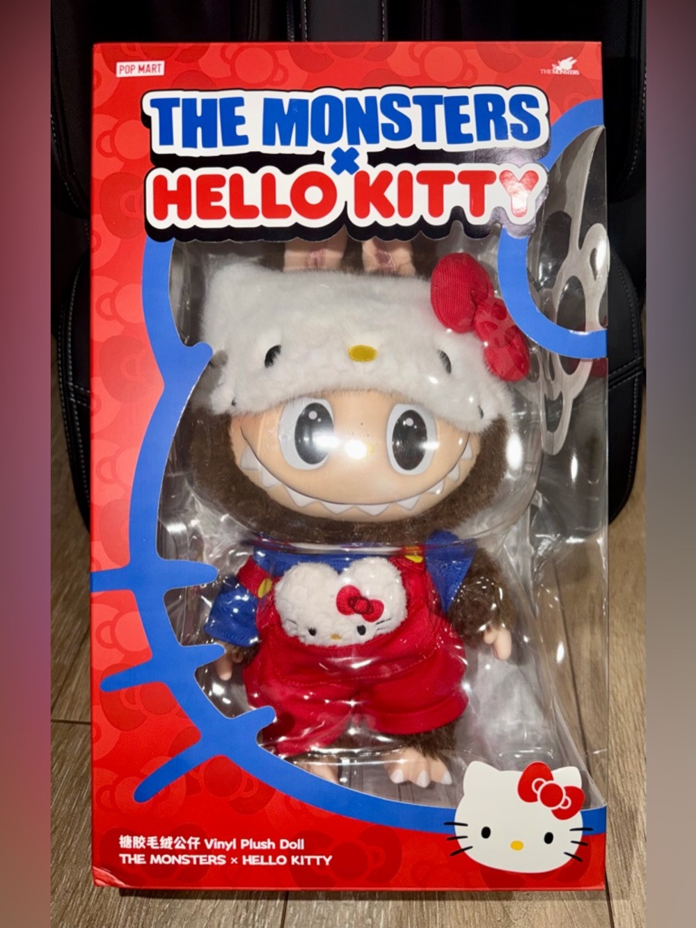 Authentic POP MART The Monsters x Hello Kitty Plush - Brown & White with Red Bow - Picture 2 of 7